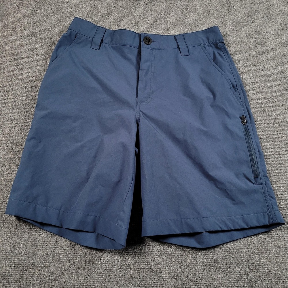 Orvis Shorts Mens 30 Blue Polyester Microfiber Lightweight Zip‎ Pocket Casual